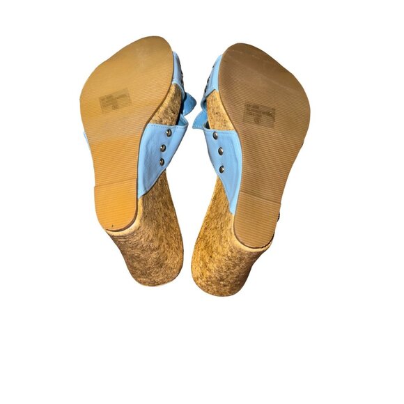 Bolaro by Summer Rio Blue Silver Studded Wedge Heel Women Size 6.5 - Picture 11 of 12